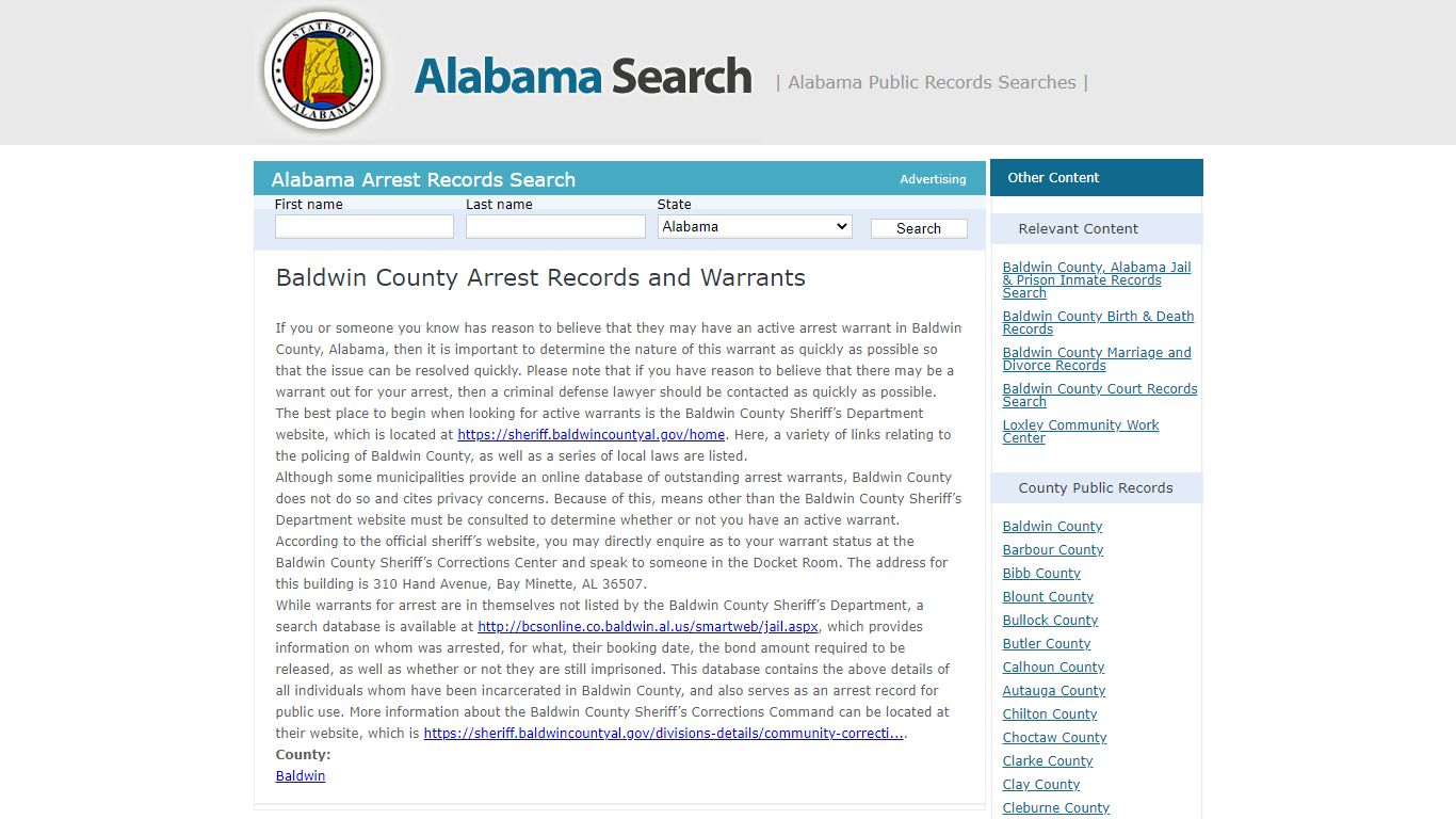 Baldwin County Arrest Records and Warrants | Alabama - AL Search