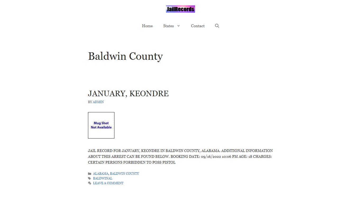 Baldwin County Arrest Records