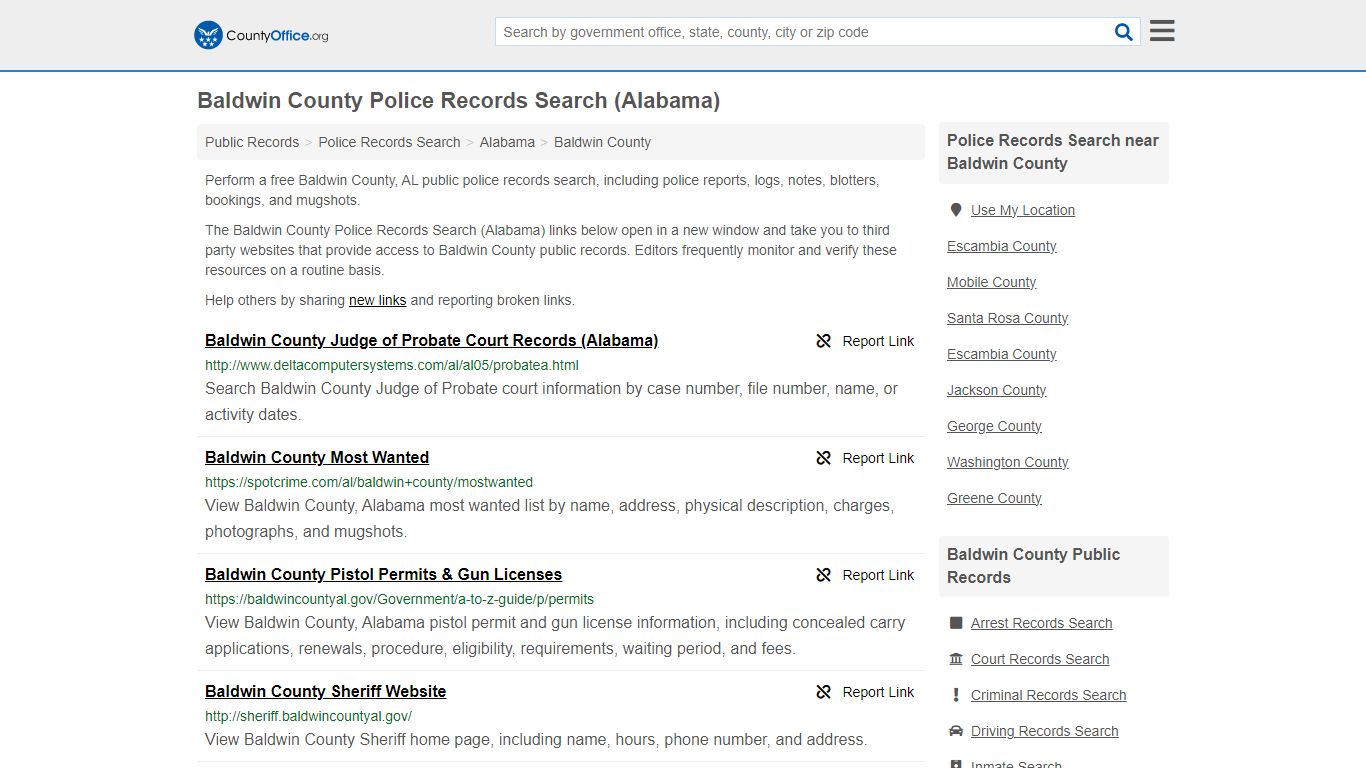 Baldwin County Police Records Search (Alabama) - County Office